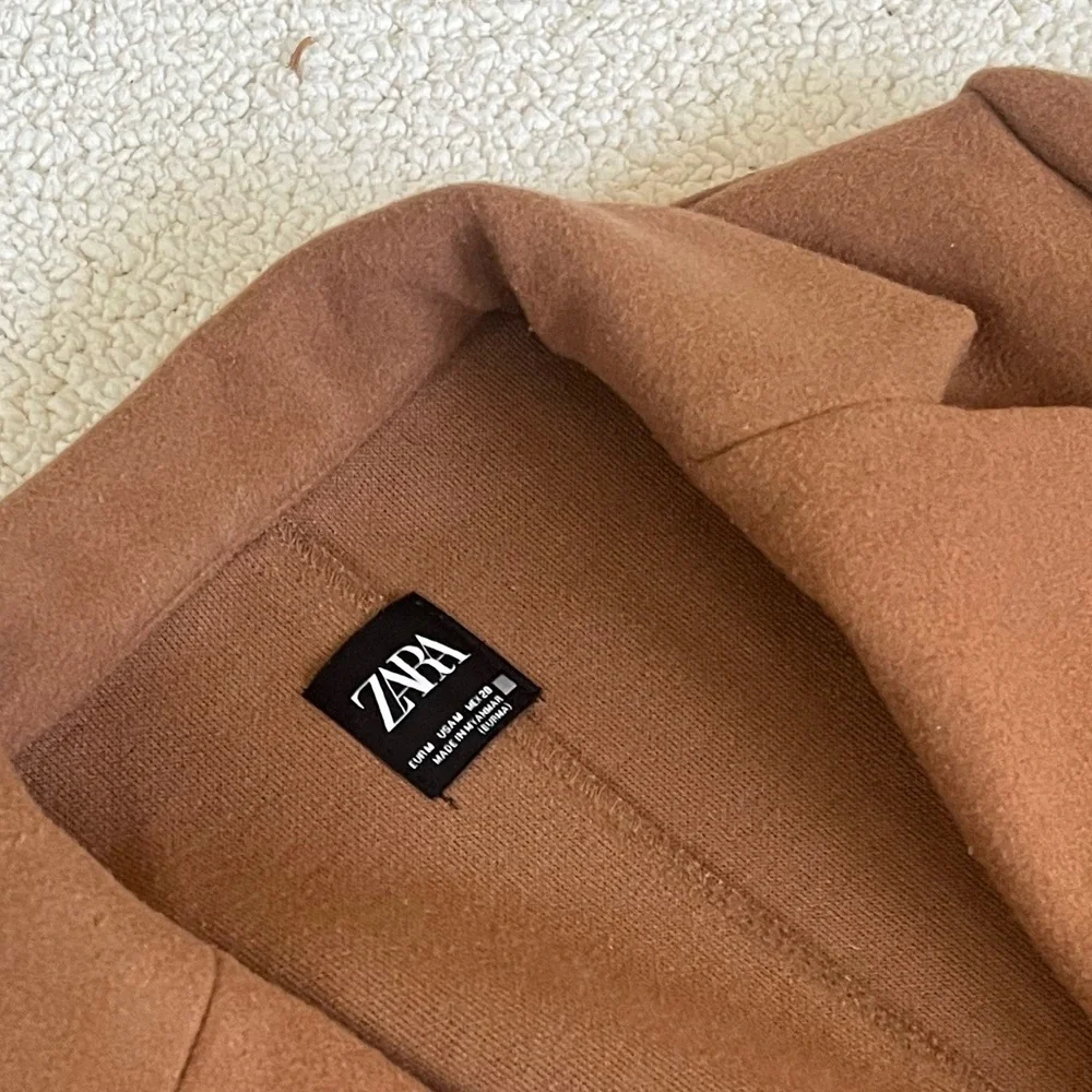 Zara Women's camel Trench long minimalist casual neutral Coat M